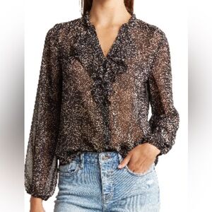 Pleione Ruffle Long Sleeve Button
Front Blouse